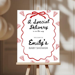Special Delivery Baby Shower Welcome Sign, Italian Pizza Baby Shower Decor, Editable Pizza and Pacifiers Slice Slice Baby Sprinkle BS137