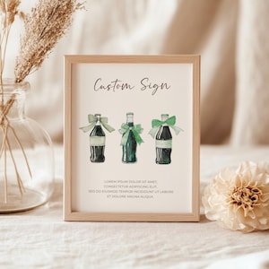 Sie ist bereit zu Pop Baby Shower Tischschilder Set - Soda Flasche Grün Coquette Bow Decor - Neutral bearbeitbare Sommer Baby Shower Vorlage BS153