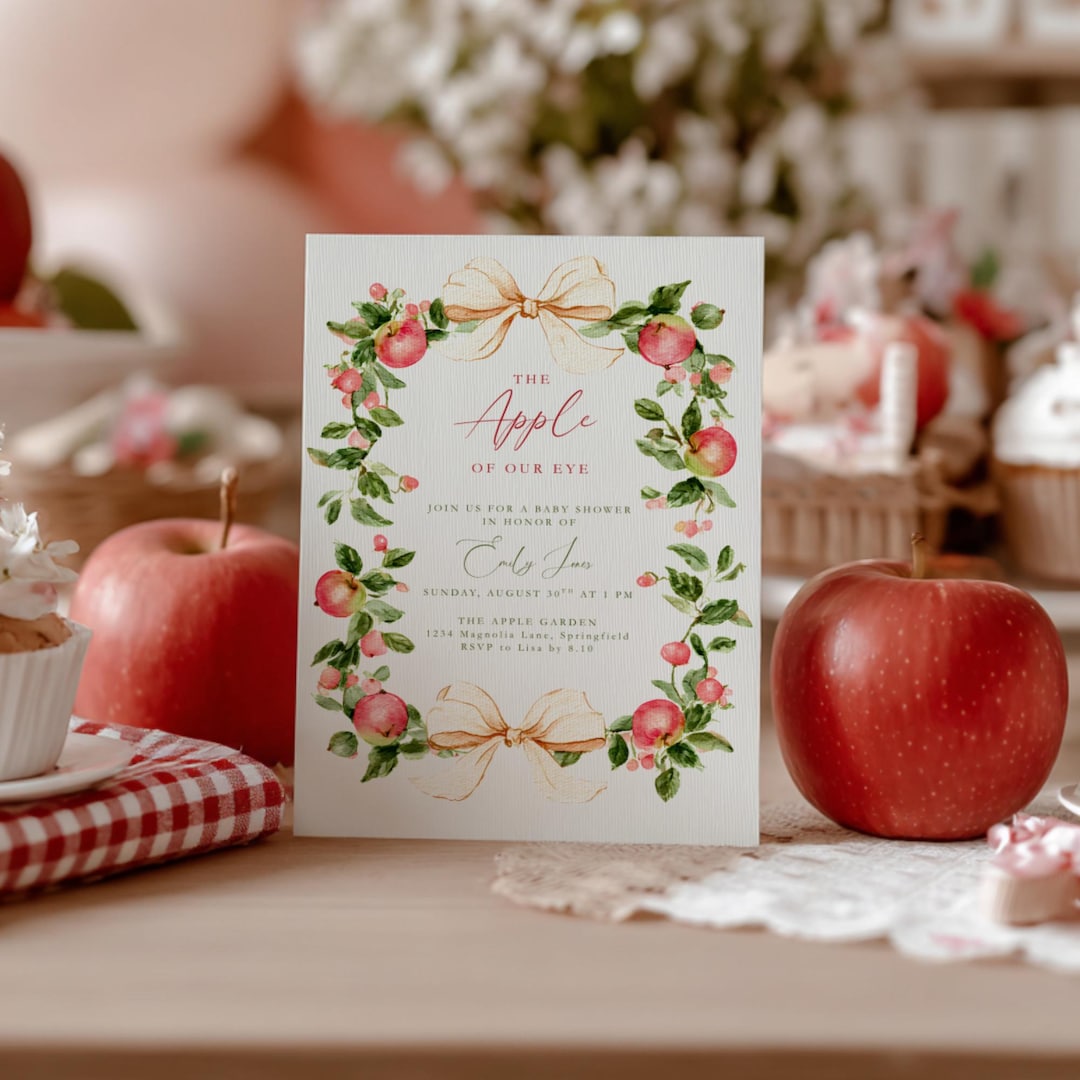 Apple Baby Shower Invitation - Vintage Floral Baby Shower Invite With ...