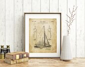 1920s Sail Boat patent print, sail boat blueprint art, sailing decor, boating, seaside beach art, nautical decor, sailing art, husband gift