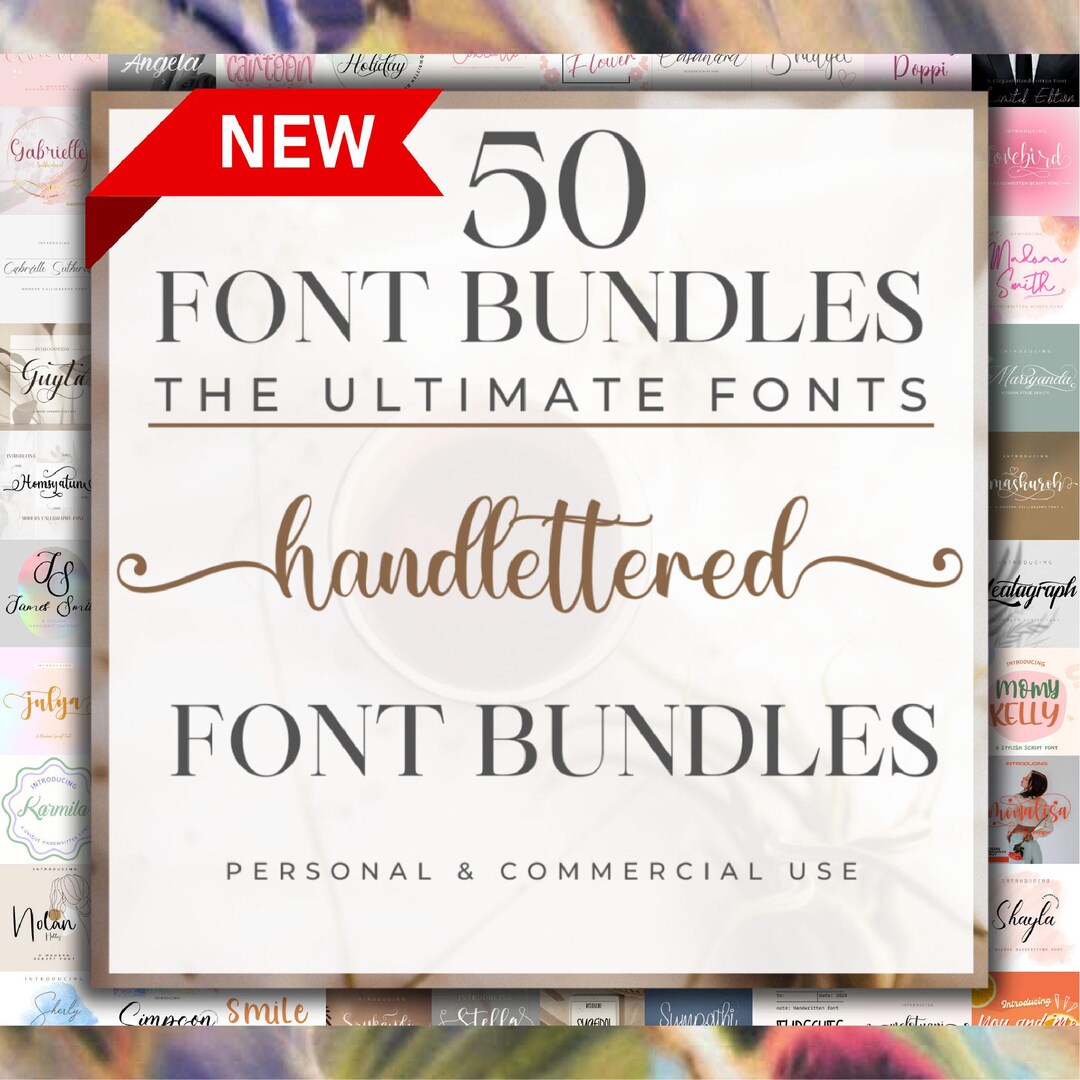 The Ultimate 50 Handwritten Fonts - Font Bundle, Heart Font, Cricut ...