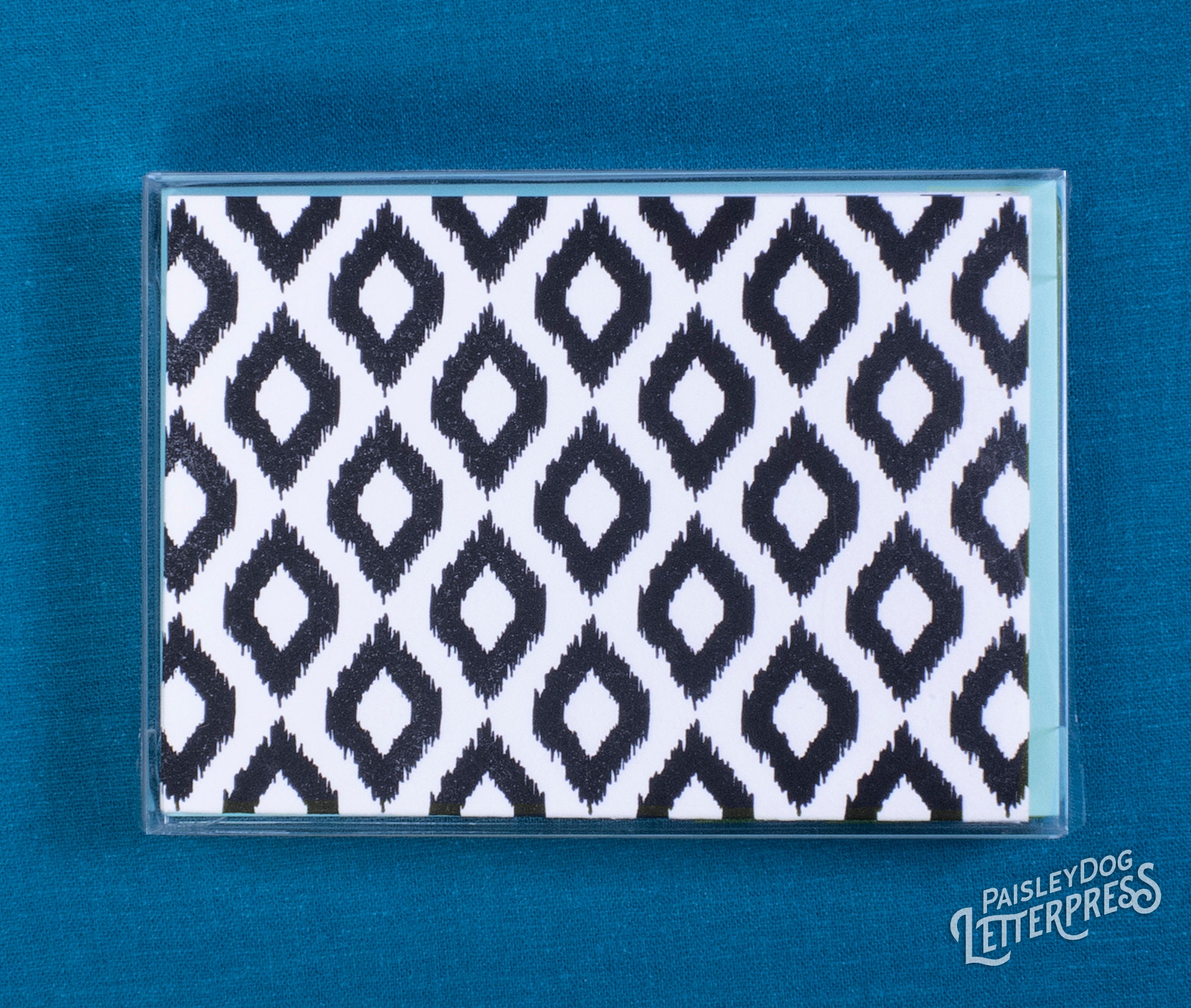 LETTERPRESS NOTE CARDS Black & White Ikat Pattern set of 6 Etsy