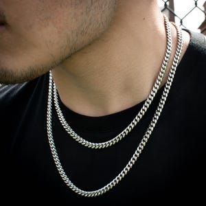 Chaîne à maillons Miami Cuban 6 mm en or blanc 18 carats 20&quot; 24&quot; 28&quot; cadeau homme femme