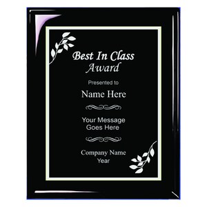 Ebony & Silver High Gloss 8x10 Award Plaque Custom Engraved , 6 Exclusive Designs, Best Award Plaques For All Events, Personalized Plaques
