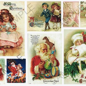 Digital Image Download Christmas Images Collage Santa Claus Labels for Cards Fabric, Gifts, Labels Jars, Cannisters, Tags