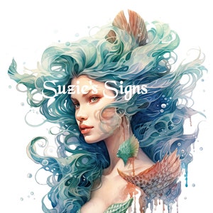 Stoffenblok aquarel zeemeermin mooie kleurrijke 8,5&quot; bij 11&quot;