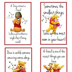 4 Winnie the Pooh and friends Fabric Blocks 100% cotton 4 Total Fabric Images 4 1/4" by 5 1/2" each With or Without Red Border You Choose
