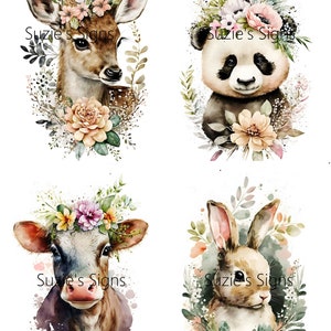 4 Baby Animal Fabric Blocks 100% cotton 4 Images Printed onto one 8.5&quot; by 11&quot; Cotton Sheet Each block measures 5.5&quot; x 4.25&quot;