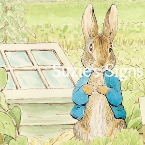 Vintage Beatrix Potter Fabric Block 100% cotton 8.5" by 5.5" Peter Rabbit Storybook