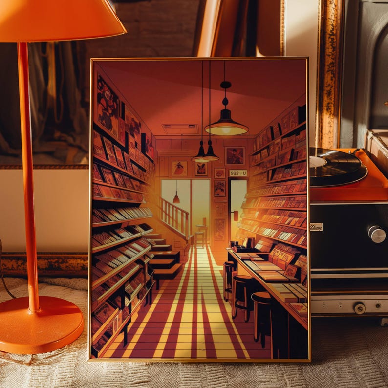 Comic Book Store Print, Digital Download Print, Golden Hour Print ...