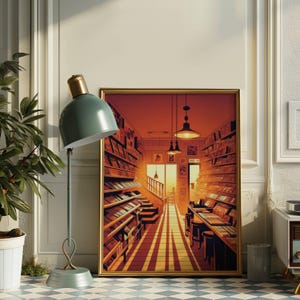 Comic Book Store Print, Digital Download Print, Golden Hour Print ...