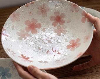 Minoyaki ceramic plate with pearl glaze