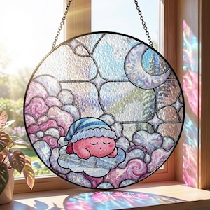 Atrapasueños de cristal de Pokémon hecho a mano por Kirby, decoración colgante para ventana de Pokémon, regalo para fans de Pokémon, idea de regalo de Pokémon