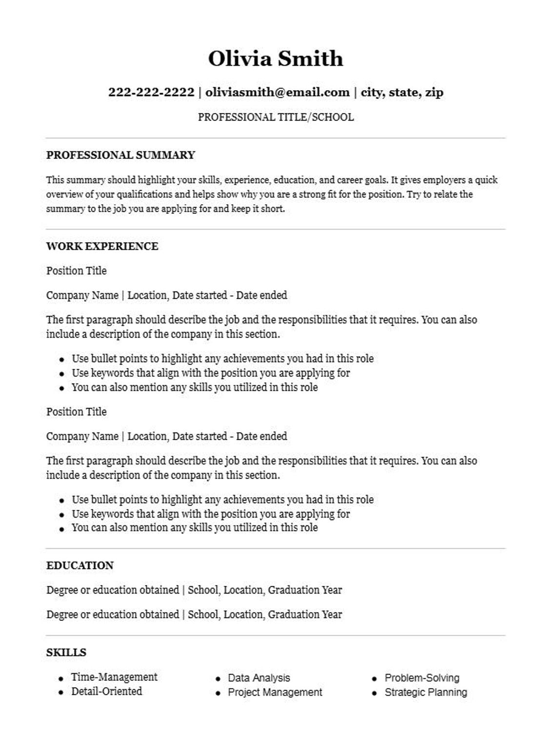 Easy ATS Friendly Canva Resume Template for Professional Job | Cover ...