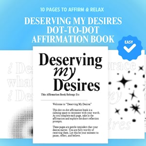 Livro de Afirmações de Quebra-cabeça de Ligar os Pontos (10 Páginas) - Merecendo Meus Desejos | Diário de Relaxamento para Imprimir