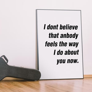 Oasis Lyric Print | Digitaler Download | Kultige Songtexte | Wohnkultur | Wandkunst