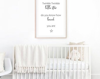 Decoración de pared para guardería con impresión digital Twinkle Twinkle Little Star, cita imprimible para guardería, regalo, DESCARGA DIGITAL