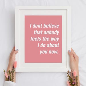 Oasis Lyric Print | Digitaler Download | Kultige Songtexte | Wohnkultur | Wandkunst