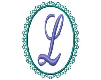 Lacey Oval Monogram Fonts Machine Embroidery Designs 4X4 Hoop Instant Download Sale