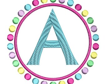 Circle of Dots Monogram Fonts Alphabet Machine Embroidery Designs - 4x4 Hoop Instant Download Sale