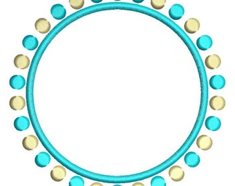 Circle of Dots Frame Monogram Font Machine Embroidery Designs Instant Download 4x4 and 5x7
