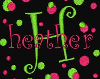 Polka Dot and Curlz Embroidery Monogram Font Set with Bonus Instant Download Sale