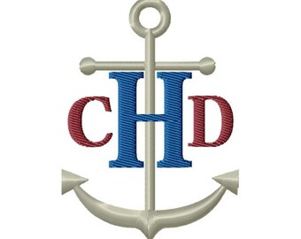 Nautical Anchor Monogram Fonts Machine Embroidery Designs - 4x4 Hoop Instant Download Sale