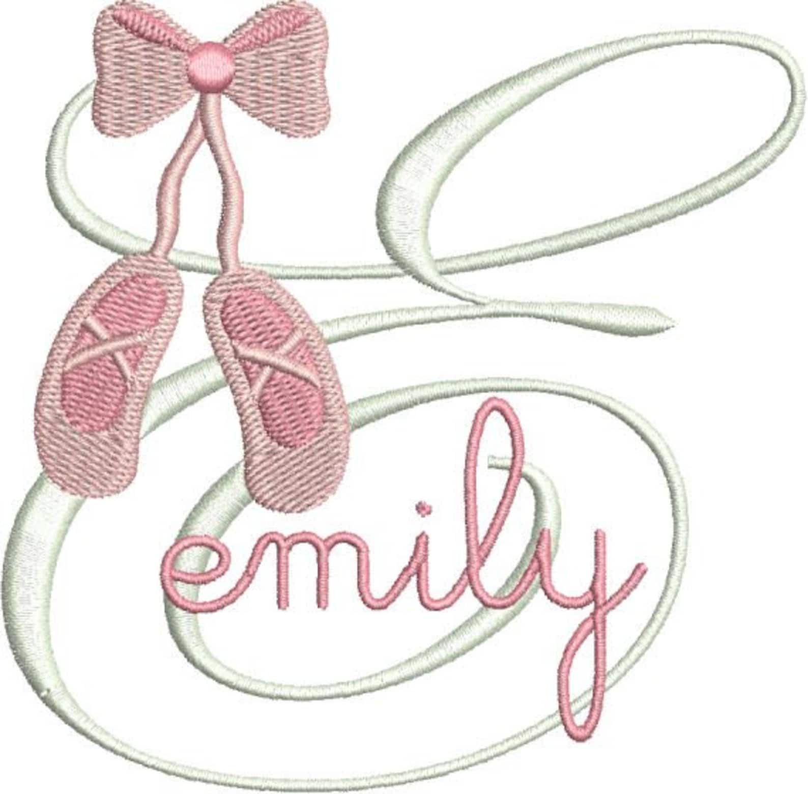 ballet slippers shoes monogram fonts machine embroidery designs - 4x4 hoop instant download sale