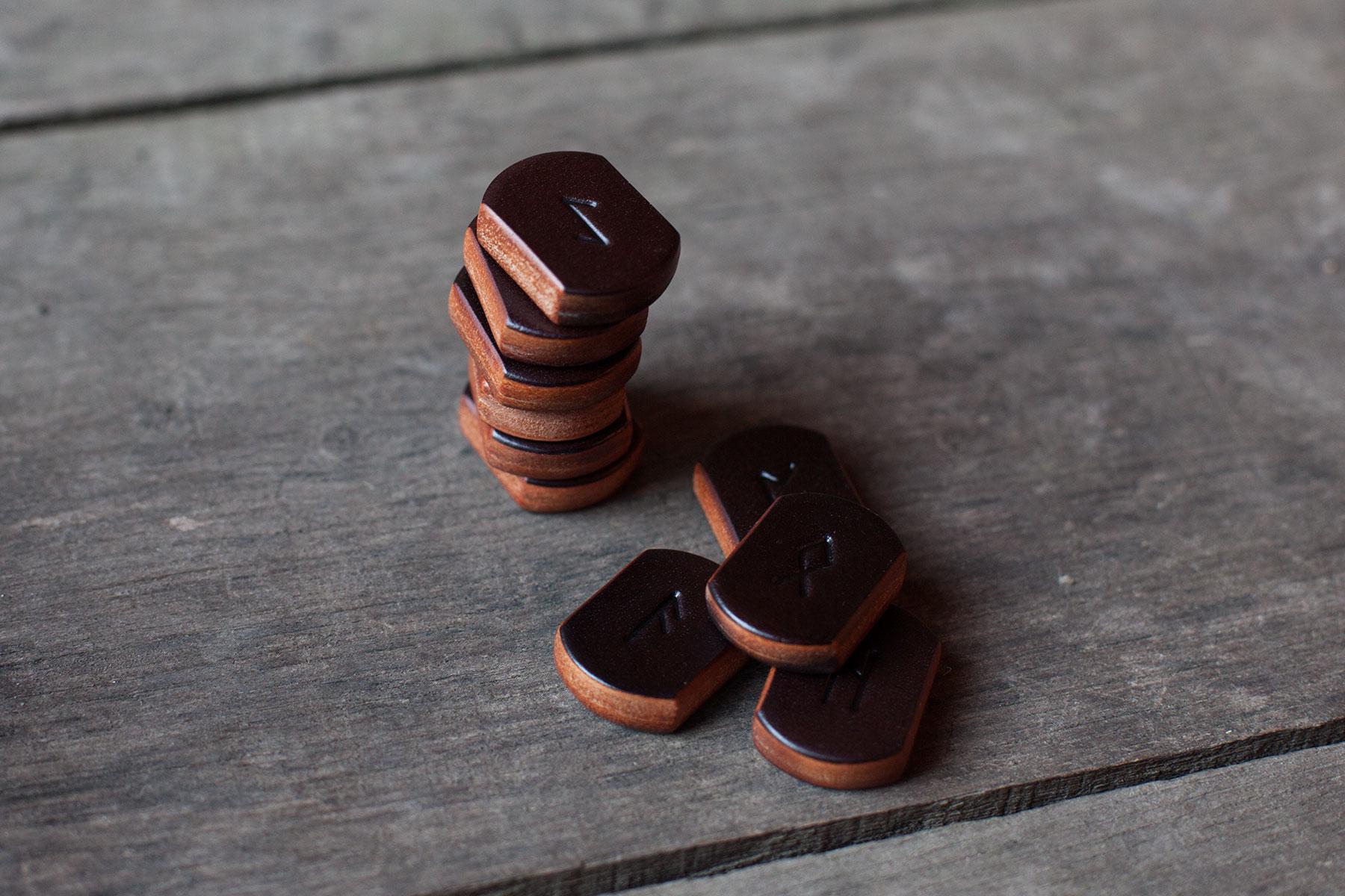 Brown Leather Runes, a Rune Set, 24 Runes of the Norse Elder Futhark ...