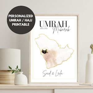 Personalized Umrah Mubarak Print, Umrah Gift, Personalised Hajj Mubarak Poster, Hajj Gift,  Islamic Wall Art, Islamic Gift with Names, Eid