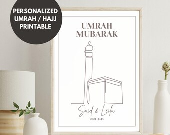 Impresión personalizada de Umrah, Umrah Mubarak, póster de Hajj, arte mural islámico, regalo de Umrah, regalo de Hajj, regalo islámico personalizado, regalo para musulmanes