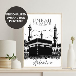 Personalized Umrah Mubarak Print, Umrah Gift, Personalised Hajj Mubarak Poster, Hajj Gift,  Islamic Wall Art, Islamic Gift with Names, Eid