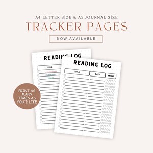 Reading Log Digital Printable Log for Recording Books Read, Reading ...