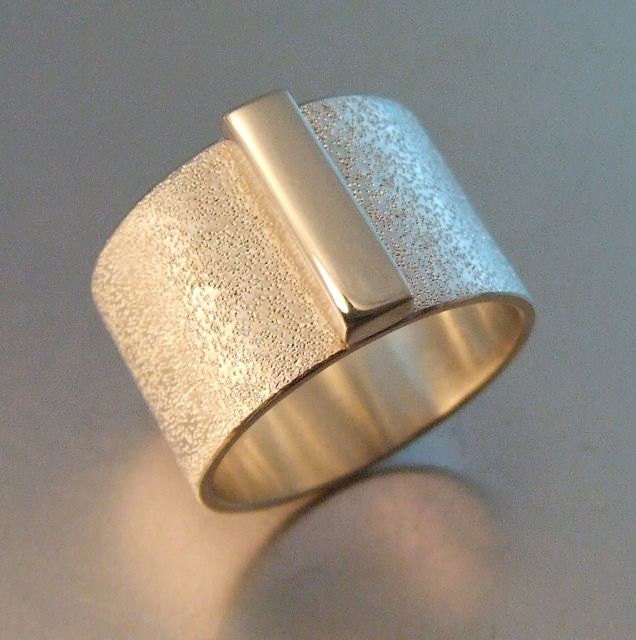 MATRIX RING Wide Band Ring Sterling Ring Silver Ring Textured | Etsy