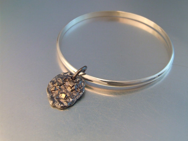 MEDIEVAL BANGLE Silver Bangle Statement Bracelet Dangle Bracelet Bangle with Dangle Charm Bracelet Silver Charm Mixed Metal Bangle Rustic