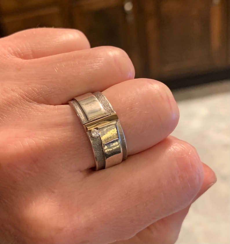 ELEMENT FUSE RING Men/'s Band Ring Men/'s Wedding Ring Mixed Metal Jewelry Sterling Silver Bronze Unique Wedding Ring Modern Masculine Ring