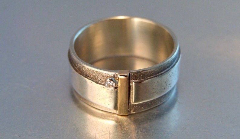 ELEMENT FUSE RING Men/'s Band Ring Men/'s Wedding Ring Mixed Metal Jewelry Sterling Silver Bronze Unique Wedding Ring Modern Masculine Ring
