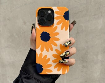 Retro Orange Sunflower Print iPhone Case