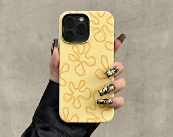 Yellow Flower Phone Case Retro Groovy Daisy Swirl Pattern Cover