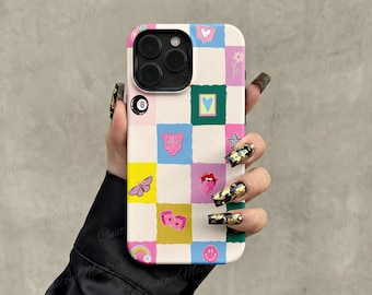 Preppy Checkered Pastel Patchwork iPhone Case
