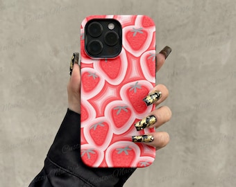 Pink Retro Strawberry Pattern iPhone Case