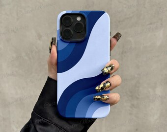 Blue Wavy Abstract Retro iPhone Case