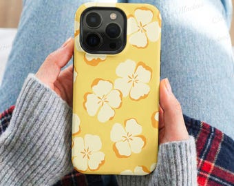 Yellow Retro Floral Pattern iPhone Case