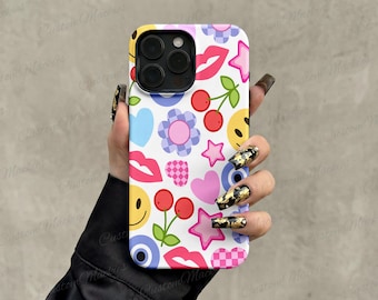Cherry Smiley Pattern Y2K iPhone Case