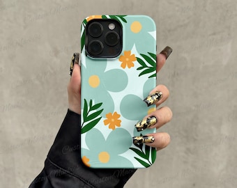 Mint Orange Retro Abstract Floral iPhone Case