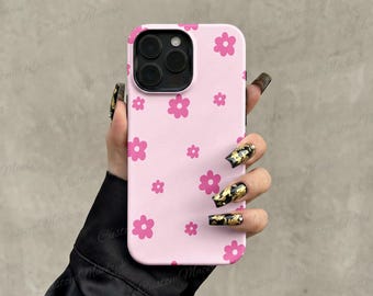 Pink Floral Daisy Preppy iPhone Case