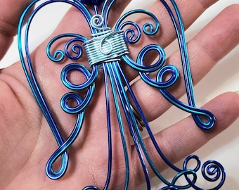 Blue Wire Angel Ornament