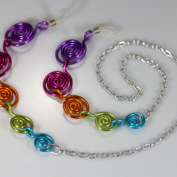 Eye Glass Holder - Rainbow Cascading Spirals