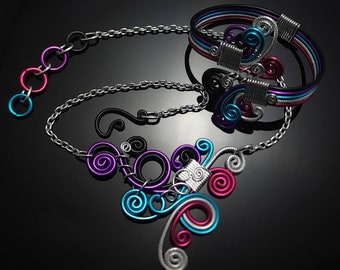 Matching necklace and bracelet in a  Supernova color combination