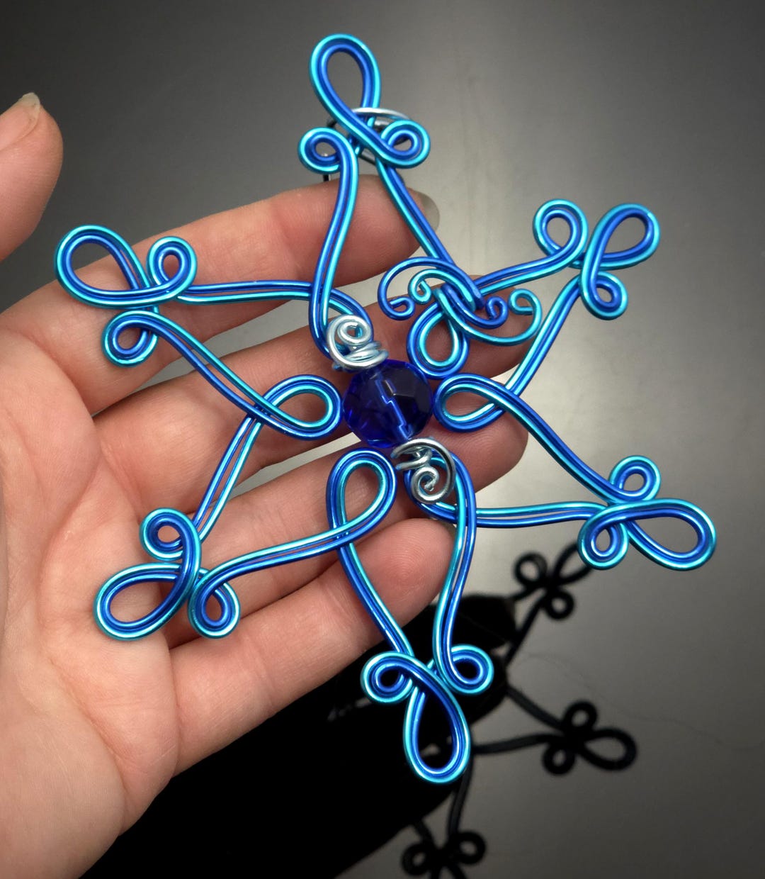 Snowflake Wire Frame Design Blue Snowflake Wire Ornament - Etsy